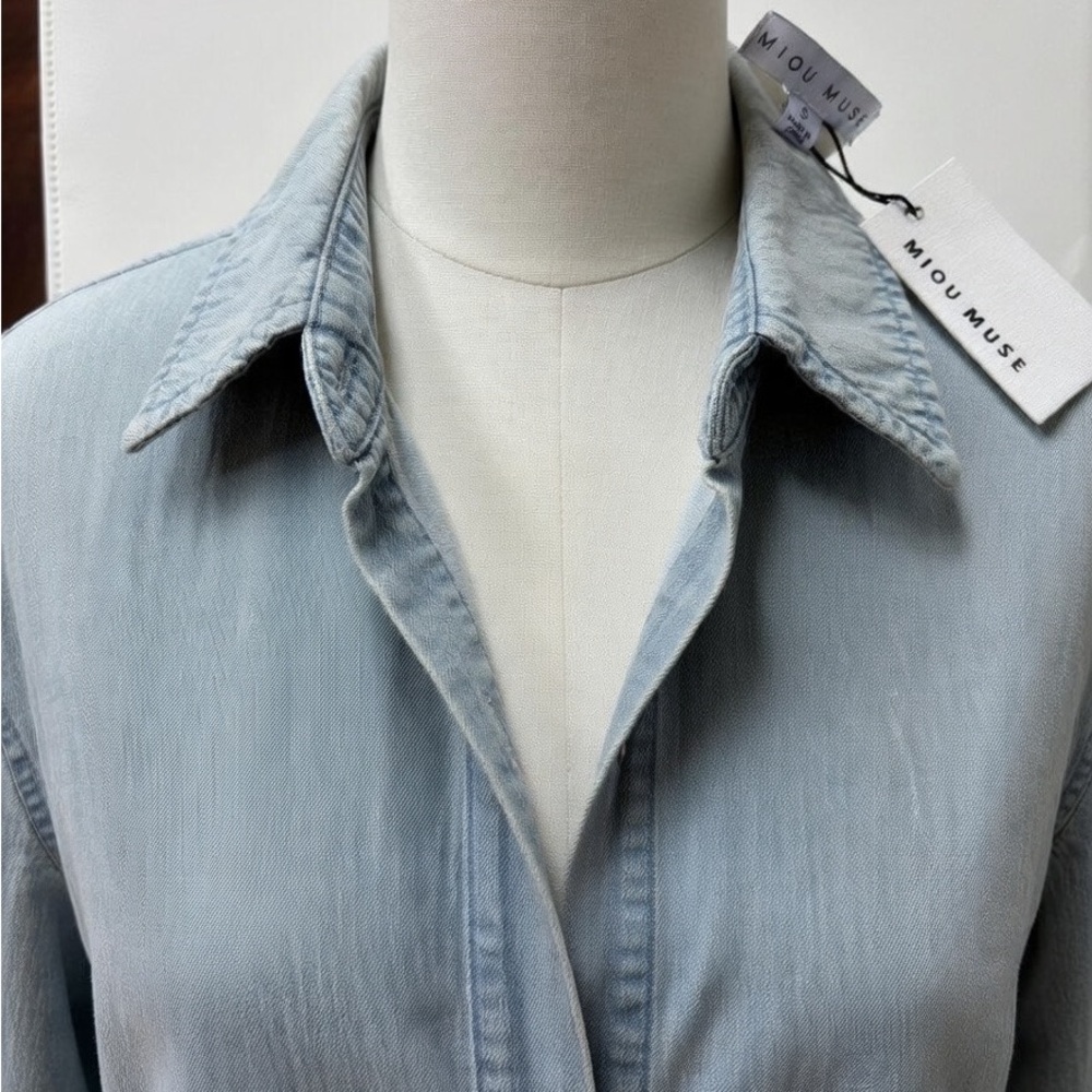 R31, NWT Miou Muse Light Blue Wash Shirt - Pale Blue
